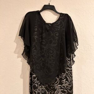 Elegant Black and Silver Midi Dress